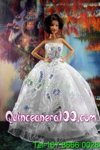 Perfect Embroidery and Sequin For White Holiday Dress To Barbie Doll