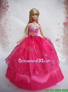 Popular Red Sweetheart Lace Party Clothes Fashion Dress for Noble Barbie