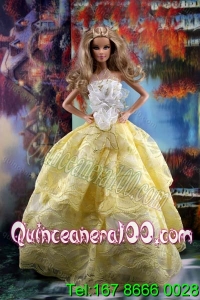 The Most Amazing Yellow Dress With Hand Made Flowers To Fit The Barbie Doll