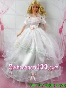Beautiful Wedding Dress With Flower Gown For Barbie Doll