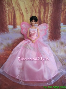 Rose Pink Straps Ball Gown Made to Fit the Barbie Doll
