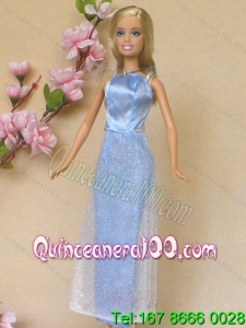 Simple Baby Blue Holiday Dress To Barbie Doll