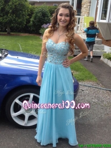 Beautiful Beaded Empire Prom Dress with Light Blue