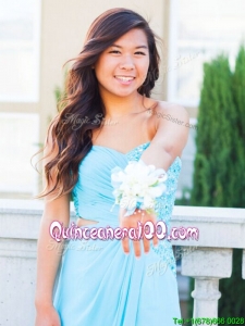 Gorgeous One Shoulder Beading Prom Dress in Light Blue