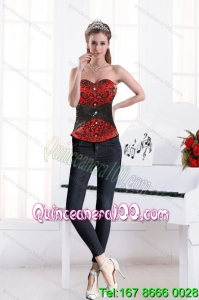 2015 Multi color Sweetheart Beading Corset With Appliques in High Quality