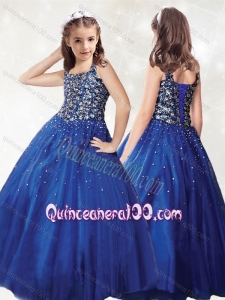 Affordable A Line Straps Little Girl Pageant Dress with Beading