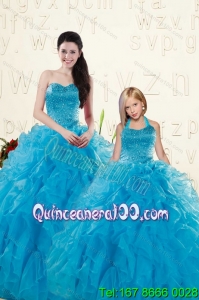 Romantic Blue Ball Gown Sequins and Ruffles Princesita Dress