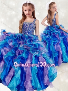 Fashionable Straps Rainbow Mini Quinceanera Dress with Beading and Ruffles