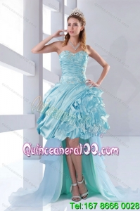 Discount Sweetheart High Low Prom Dresses with Beading and Ruffles for 2015