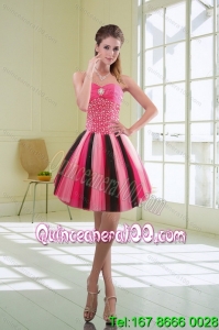 Beautiful Multi Color Beaded Sweetheart Prom Dresses with Ruffles