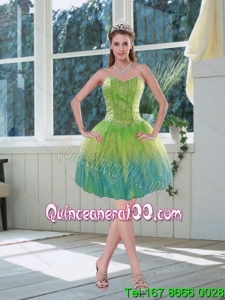 Romantic Beaded Multi Color Sweetheart Prom Dress with Appliques
