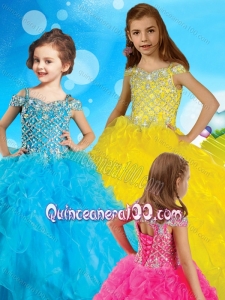 Exclusive Spaghetti Straps Little Girl Pageant Dress with Beading and Ruffles
