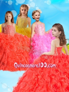 Gorgeous Beaded and Ruffled Mini Quinceanera Dress with Halter Top