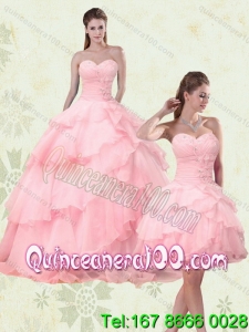 2015 Cute Sweetheart Beaded Quinceanera Dresses with Ruffled Layers