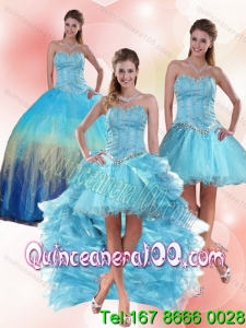 Most Popular Beaded Sweetheart Multi Color 16 Birthaday Party Dresses with Ruffles