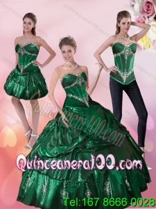 2015 Sophisticated Dark Green Quinceanera Dresses with Beading and Appliques