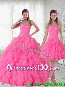 2015 Detachable Strapless Spring Quinceanera Dresses with Beading and Ruffles