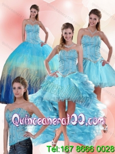 Multi Color Sweetheart Spring Quinceanera Dresses with Ruffles and Beading