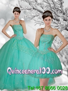 Strapless Spring Quinceanera Dresses with Appliques and Beading for 2015