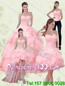 Unique Sweetheart Beaded 2015 Spring Quinceanera Dresses with Ruffled Layers
