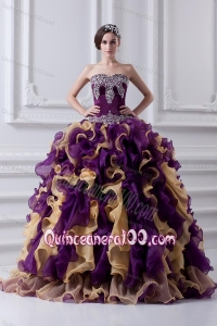 Beautiful Ball Gown Multi Colored Sweetheart 2014 Quinceanera Dress with Beading