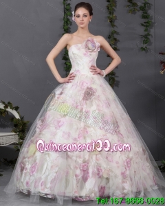 2015 Traditional Multi Color Quinceanera Gowns with Hand Made Flowers