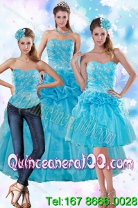 2015 Sophisticated Teal Spring Quinceanera Dresses with Embroidery and Pick Ups