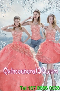 Detachable 2015 Unique Watermelon Quinceanera Dresses with Beading