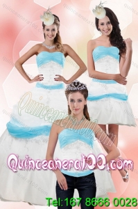 Detachable and Elegant Strapless Ball Gown Quinceanera Dress with Appliques for 2015