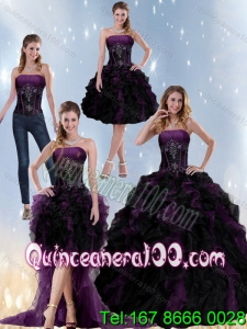 Detachable and Exclusive Multi Color Strapless Quinceanera Dresses with Beading and Ruffles