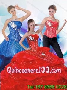 2015 Uniques and Most Popular Sweetheart Red Quinceanera Dresses with Beading
