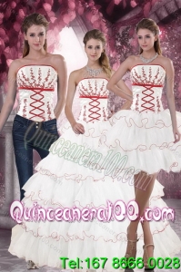 Lovely and Most Popular White Quince Dresses with Appliques and Ruffled Layers for 2015