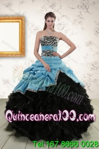 2015 New Arrival Multi Color Strapless Quinceanera Dresses with Ruffles and Pick Ups