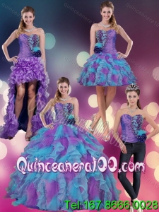 Wholesale Multi Color Strapless Quinceanera Dress with Beading and Ruffles