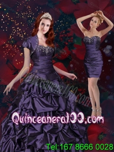 2015 Luxurious Appliques and Pick Ups Quinceanera Dresses in Purple