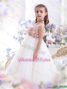 2015 Pretty Scoop Kid Pageant Dress with Hand Made Flowers