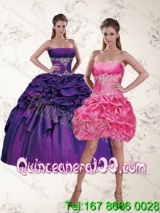 2015 Trendy Purple Quinceanera Dresses with Appliques and Pick Ups