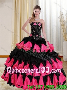 Luxurious 2015 Strapless Multi Color Quinceanera Dresses with Appliques and Ruffles