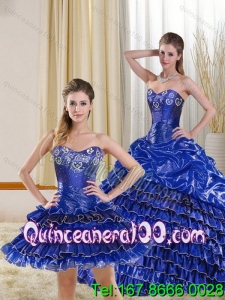 Luxurious Royal Blue Sweetheart Quince Dress with Beading and Ruffled Layers
