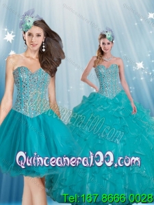Luxurious Sweetheart 2015 Turquoise Quinceanera Dresses with Beading