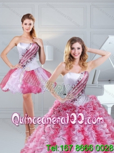 Trendy Popular 2015 Ruffles and Beading Multi Color Sweet 15 Dresses
