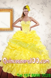 Wholesale 2015 Yellow Quince Dresses with Beading and Ruffles