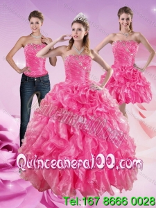Wholesale Hot Pink Sweet 16 Dresses with Beading and Ruffles