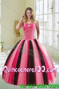 Wholesale and Beautiful Multi Color Sweetheart Beading Quince Dress for 2015