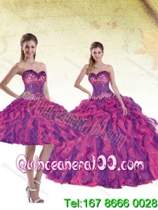 Wholesale 2015 Beautiful Sweetheart Multi Color Quinceanera Dresses with Beading and Ruffles