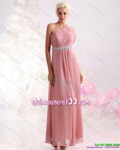 2015 Cheap One Shoulder Dama Dress with Beading and Ruching