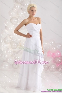 2015 Cheap Ruching Floor Length Dama Dress in White