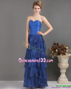2015 New Style Blue Sweetheart Dama Dresses with Ruffled Layers