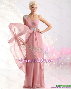 New Style One Shoulder Dama Dresses with Hand Made Flowers and Ruching