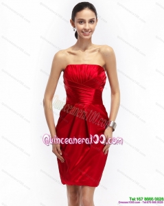 New Style Strapless Ruching Dama Dresses in Red